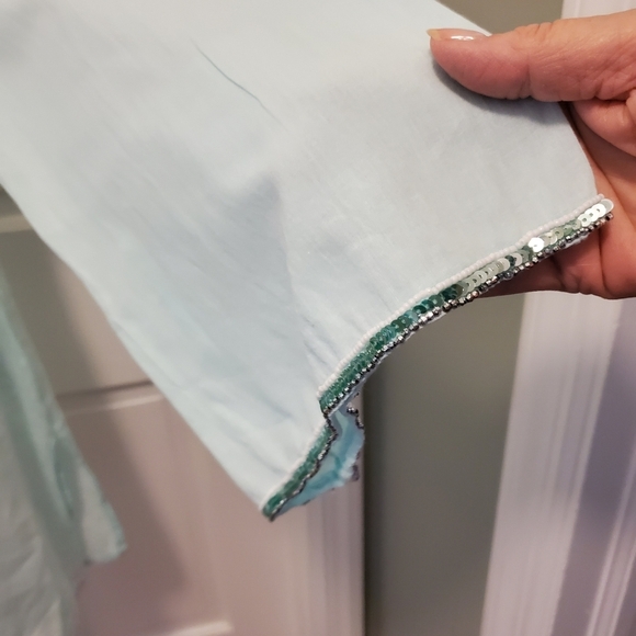 Rhona Sutton Turquoise Ombre Lightweight Beach Coverup Size Medium - Picture 3 of 9